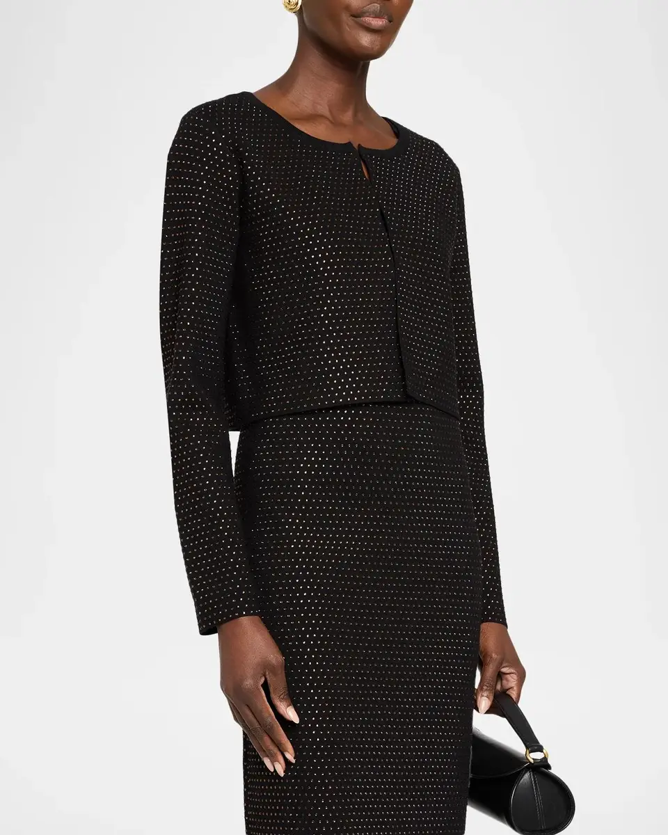 Elie Tahari The Blakely Rhinestone Cropped Cardigan | Thumbnail 4 Elie Tahari The Blakely Rhinestone Cropped Cardigan | Thumbnail 4