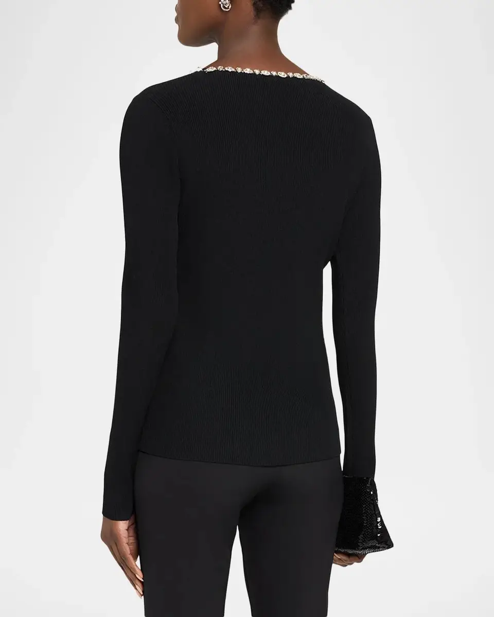 Elie Tahari Isabel Crystal-Trimmed Sweater | Thumbnail 3 Elie Tahari Isabel Crystal-Trimmed Sweater | Thumbnail 3
