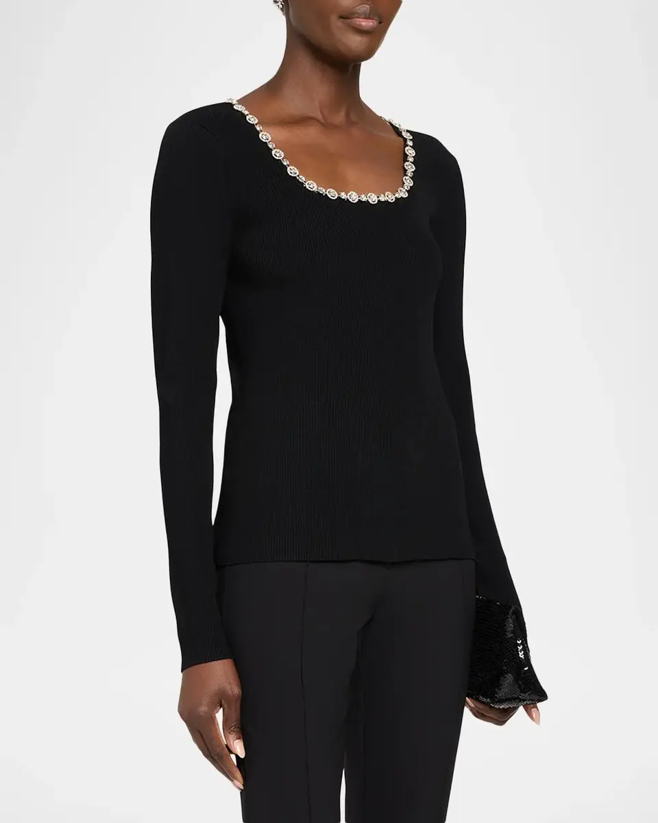Elie Tahari Isabel Crystal-Trimmed Sweater | Thumbnail 4 Elie Tahari Isabel Crystal-Trimmed Sweater | Thumbnail 4