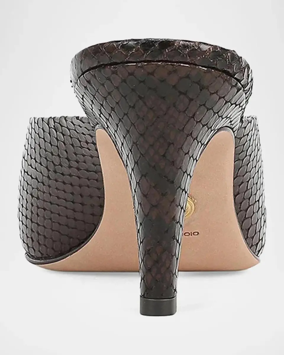Veronica Beard Rochelle 75MM Snake-Embossed Leather Mules | Thumbnail 2