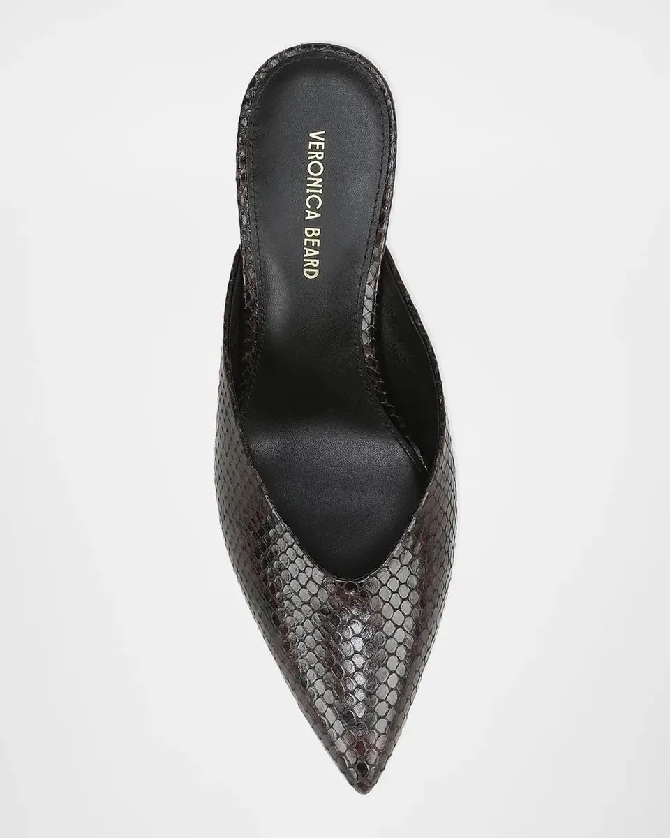 Veronica Beard Rochelle 75MM Snake-Embossed Leather Mules | Thumbnail 3