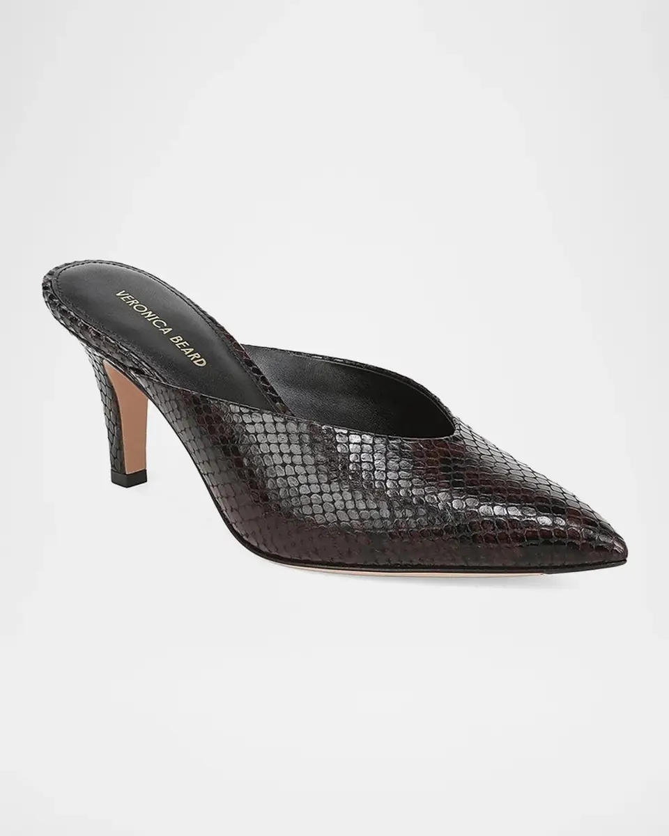 Veronica Beard Rochelle 75MM Snake-Embossed Leather Mules | Thumbnail 4