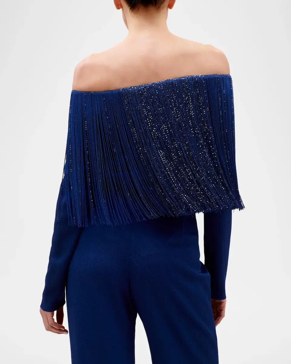 Silvia Tcherassi Belinda Fringe Off-The-Shoulder Blouse | Thumbnail 3 Silvia Tcherassi Belinda Fringe Off-The-Shoulder Blouse | Thumbnail 3