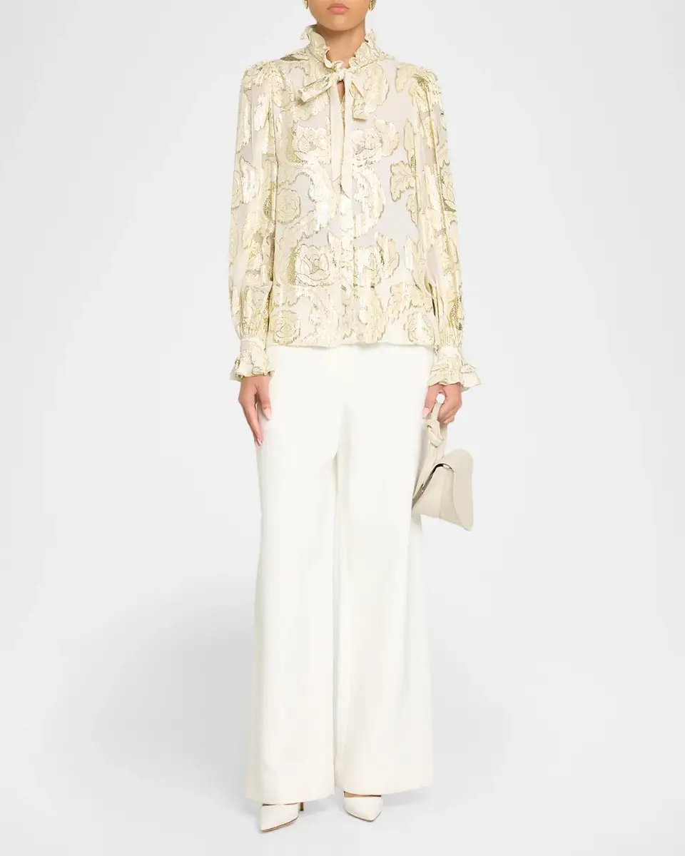 Kobi Halperin Niosha Ruffle-Trim Metallic Burnout Blouse | Thumbnail 2 Kobi Halperin Niosha Ruffle-Trim Metallic Burnout Blouse | Thumbnail 2