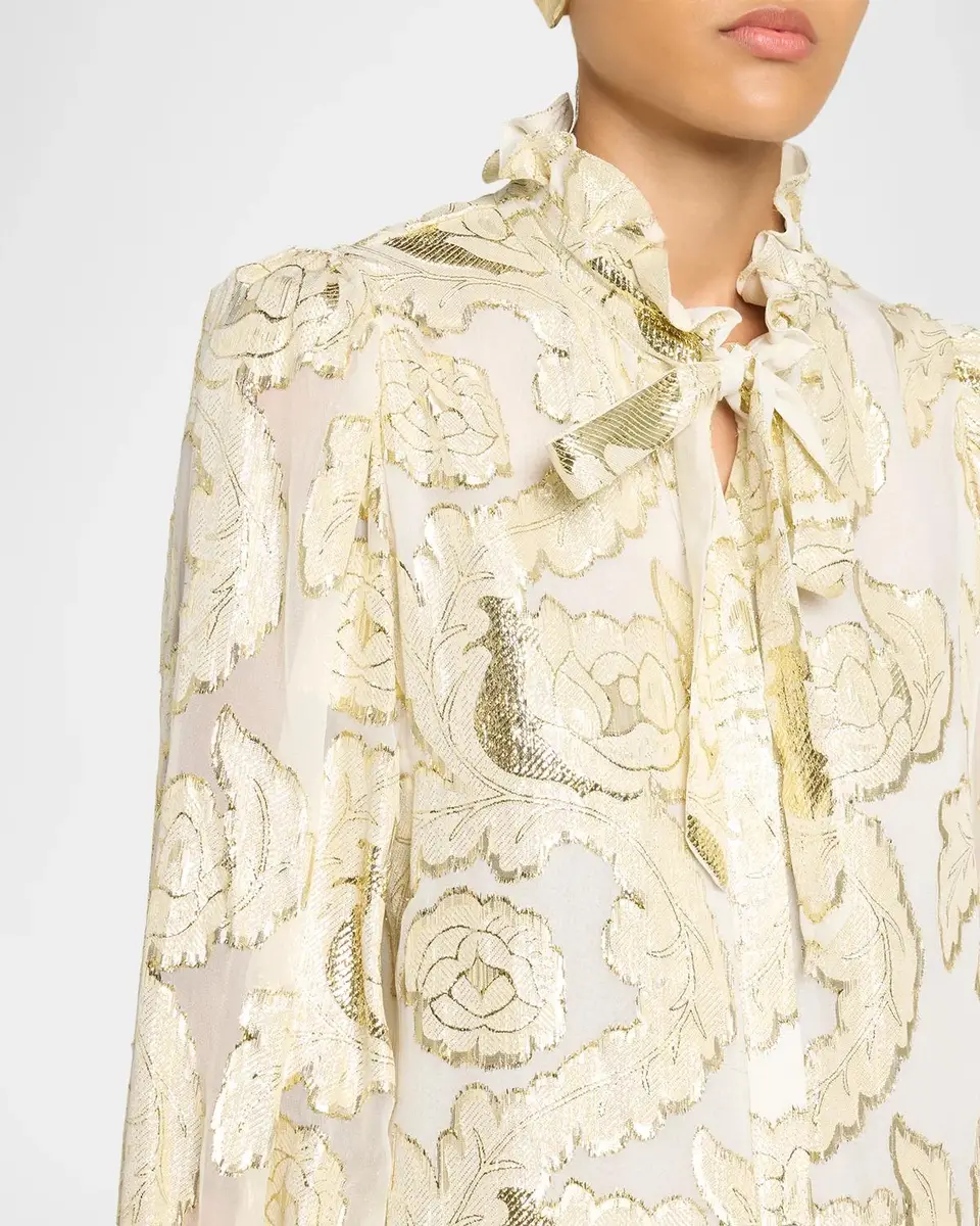 Kobi Halperin Niosha Ruffle-Trim Metallic Burnout Blouse | Thumbnail 5 Kobi Halperin Niosha Ruffle-Trim Metallic Burnout Blouse | Thumbnail 5