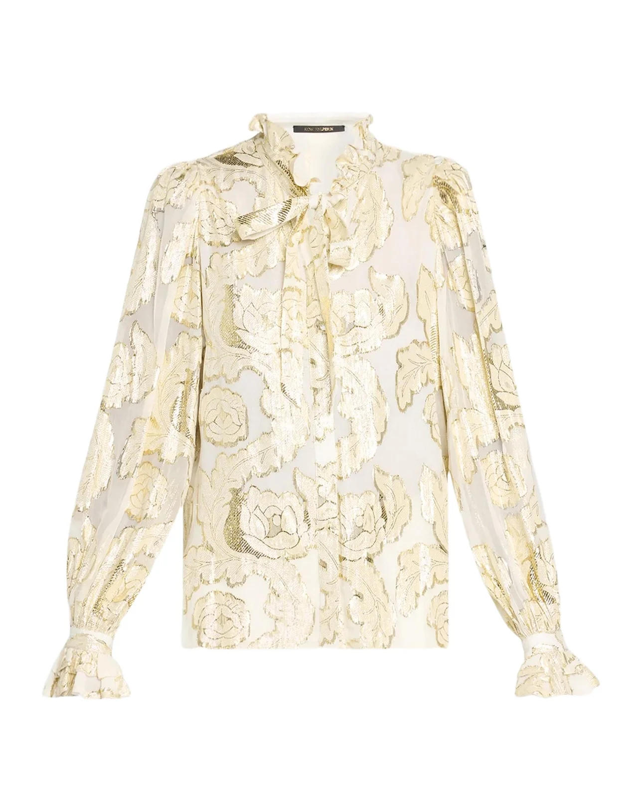 Kobi Halperin Niosha Ruffle-Trim Metallic Burnout Blouse