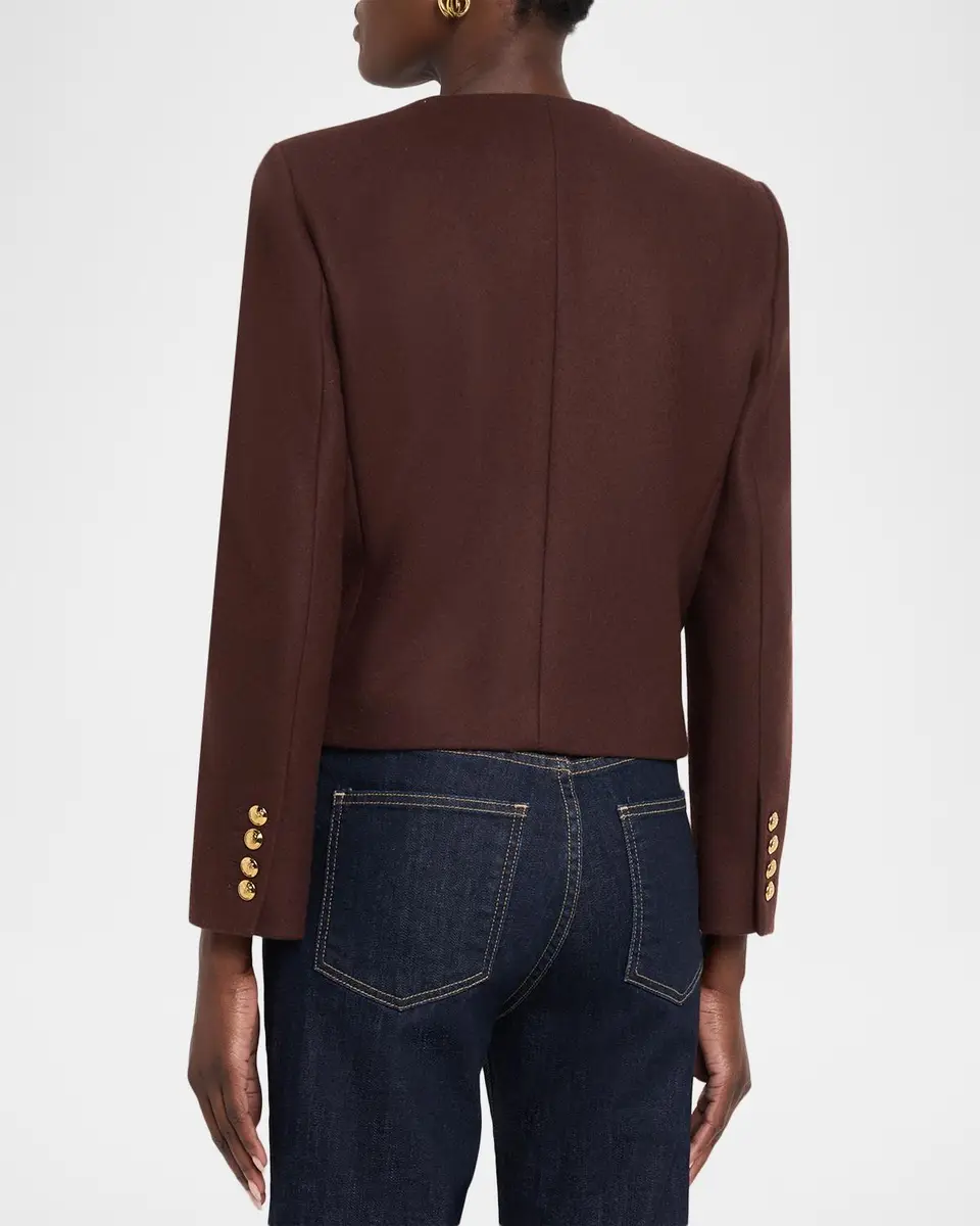 Nili Lotan Melanie Collarless Double-Breasted Crop Lady Jacket | Thumbnail 3 Nili Lotan Melanie Collarless Double-Breasted Crop Lady Jacket | Thumbnail 3