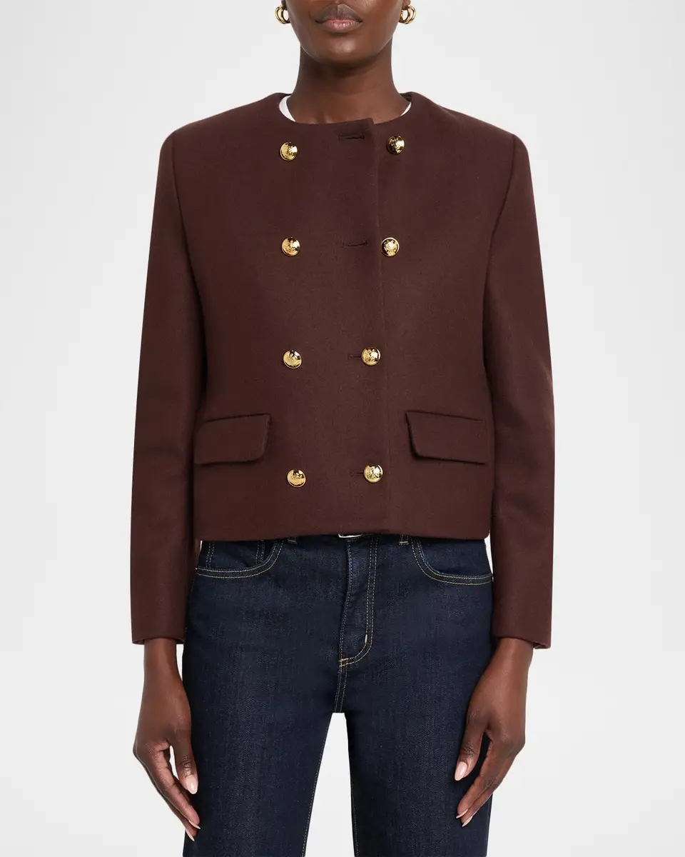 Nili Lotan Melanie Collarless Double-Breasted Crop Lady Jacket | Thumbnail 4 Nili Lotan Melanie Collarless Double-Breasted Crop Lady Jacket | Thumbnail 4