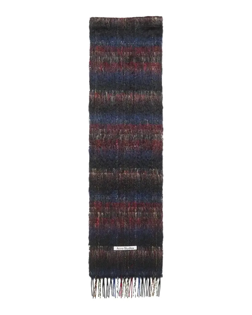 Acne Studios Vibol Plaid Mohair-Wool-Blend Fringe Scarf