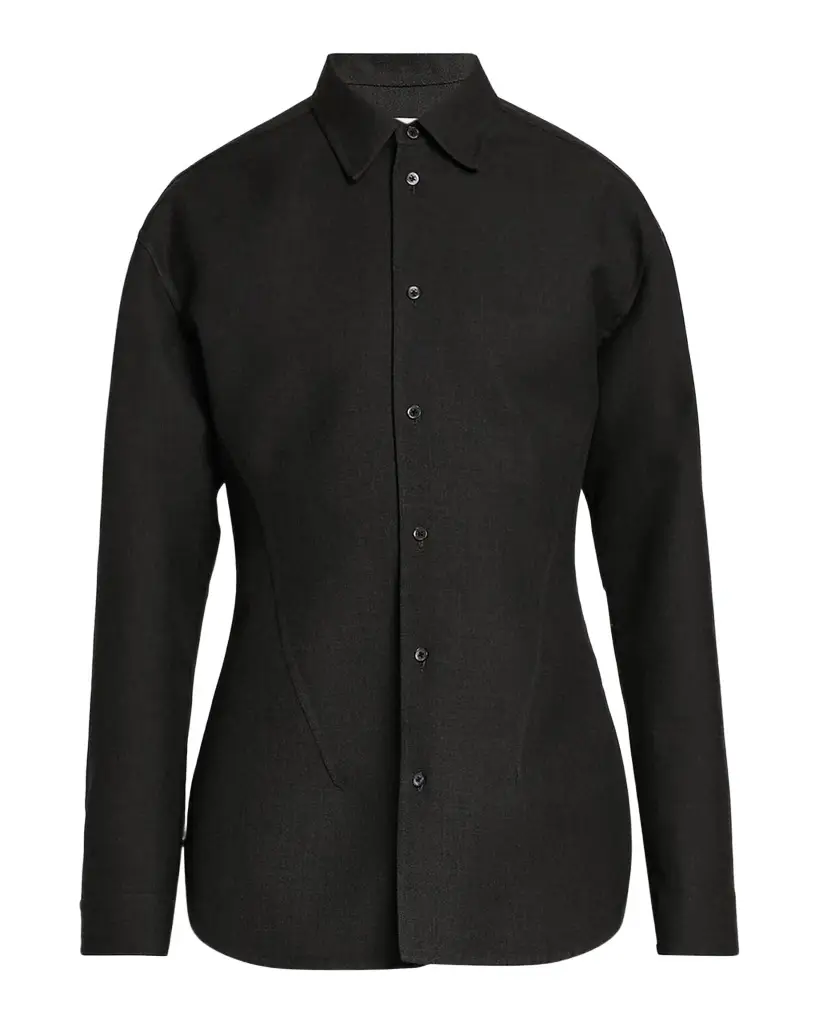 Jil Sander Tailored Double-Splittable Wool-Twill Melange Dress Shirt