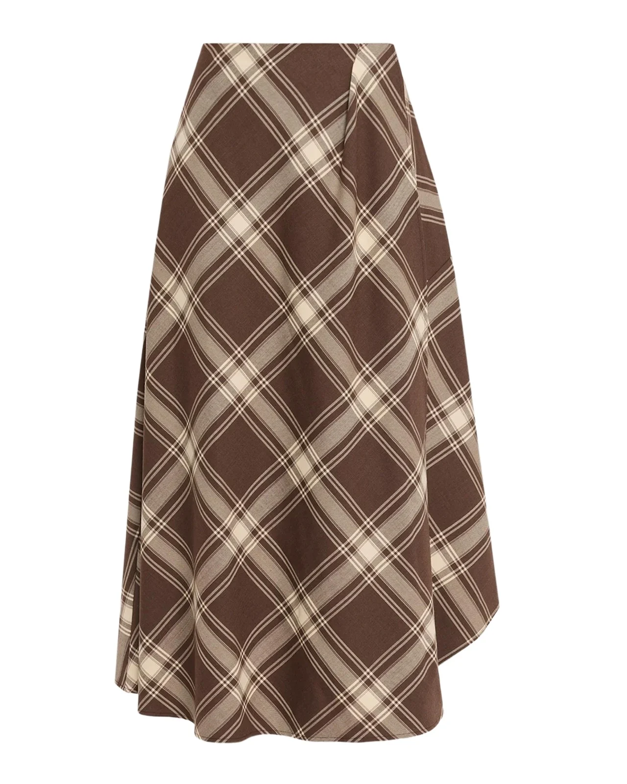 Weekend Max Mara Lanoso Tartan Stretch Wool Midi Skirt