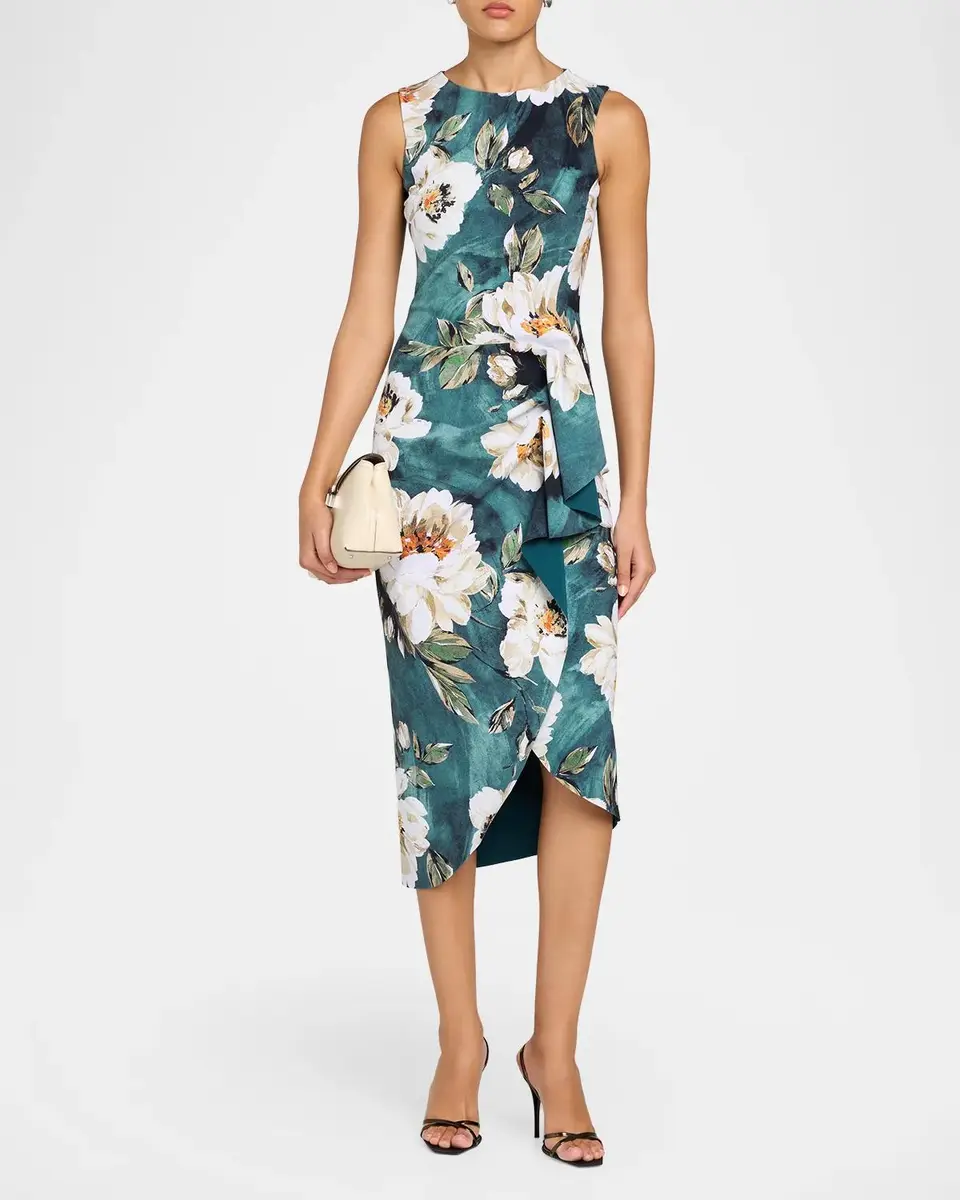 Chiara Boni La Petite Robe Wang Draped Floral-Print Midi Dress | Thumbnail 2