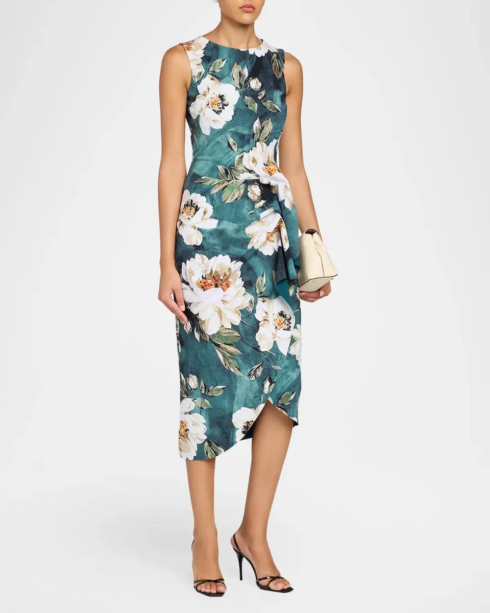 Chiara Boni La Petite Robe Wang Draped Floral-Print Midi Dress | Thumbnail 4