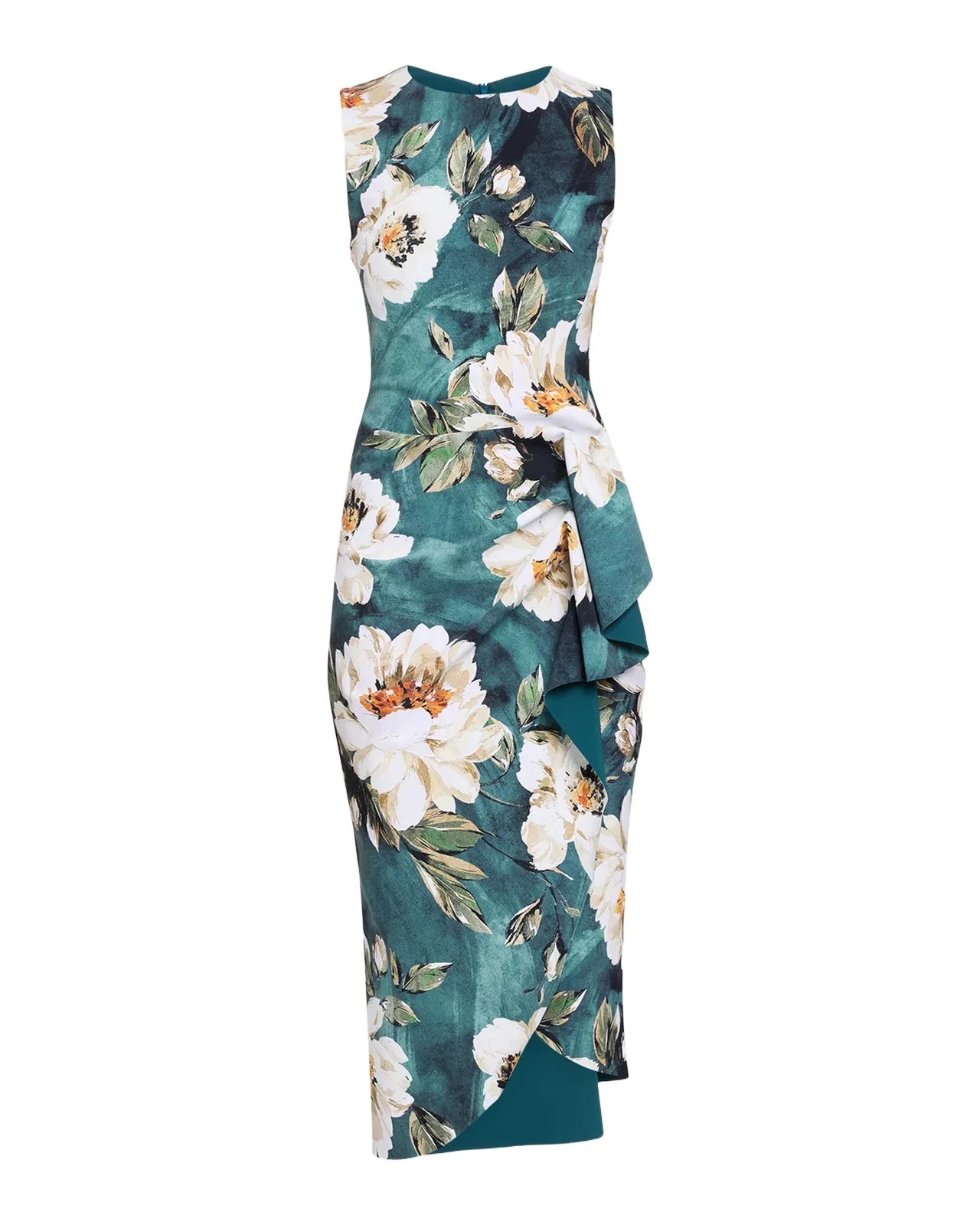 Chiara Boni La Petite Robe Wang Draped Floral-Print Midi Dress