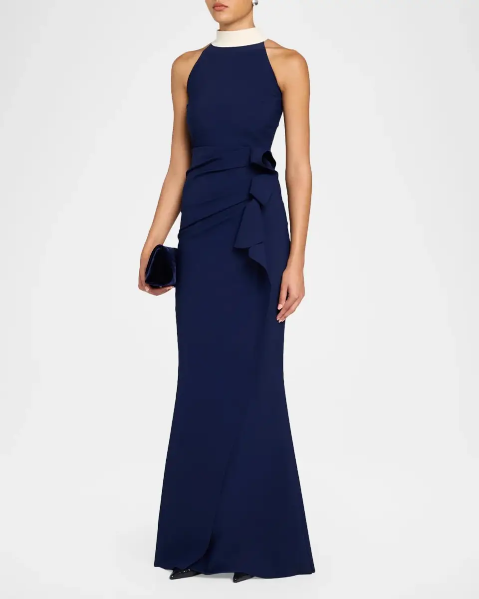 Chiara Boni La Petite Robe Gudrum Draped Jersey Mermaid Gown | Thumbnail 4