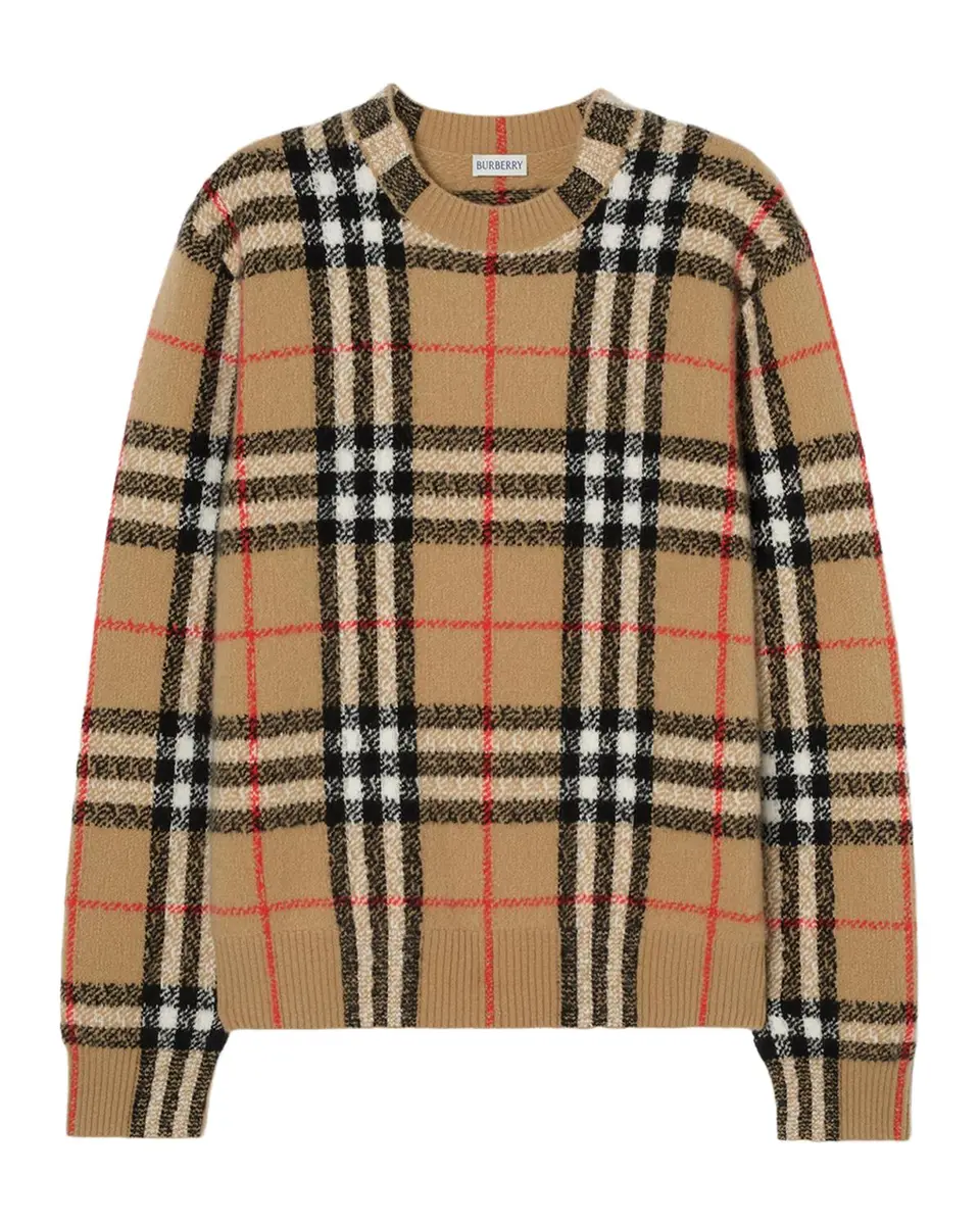 Burberry Curtis Check Cashmere Crewneck Sweater | Thumbnail 3