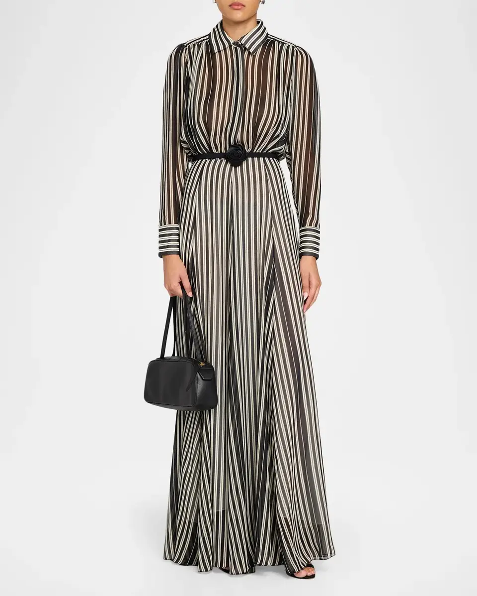 Chiara Boni La Petite Robe Liyan Belted Striped Maxi Shirtdress | Thumbnail 2 Chiara Boni La Petite Robe Liyan Belted Striped Maxi Shirtdress | Thumbnail 2