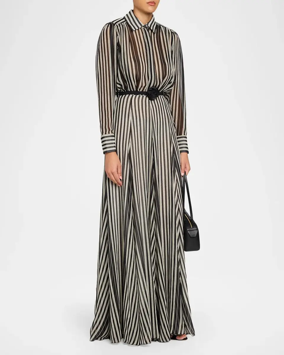 Chiara Boni La Petite Robe Liyan Belted Striped Maxi Shirtdress | Thumbnail 4 Chiara Boni La Petite Robe Liyan Belted Striped Maxi Shirtdress | Thumbnail 4