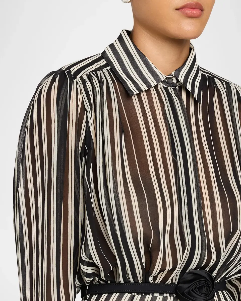 Chiara Boni La Petite Robe Liyan Belted Striped Maxi Shirtdress | Thumbnail 5 Chiara Boni La Petite Robe Liyan Belted Striped Maxi Shirtdress | Thumbnail 5