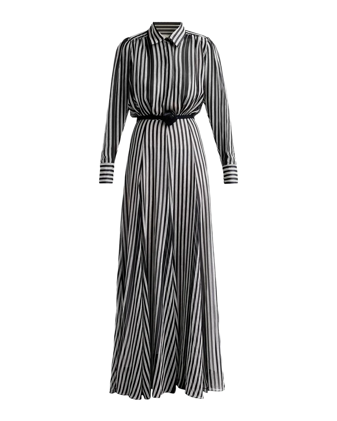 Chiara Boni La Petite Robe Liyan Belted Striped Maxi Shirtdress