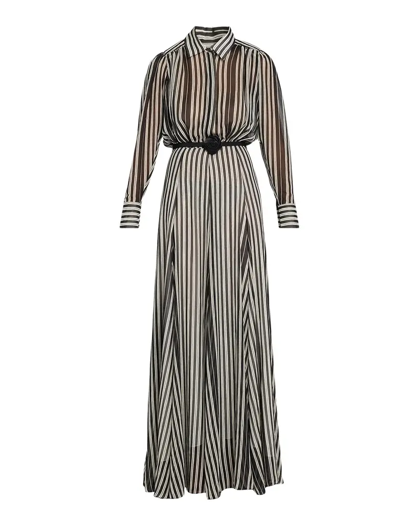 Chiara Boni La Petite Robe Liyan Belted Striped Maxi Shirtdress