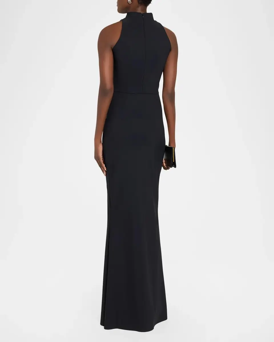 Chiara Boni La Petite Robe Nimby Embroidered Mock-Neck Mermaid Gown | Thumbnail 3