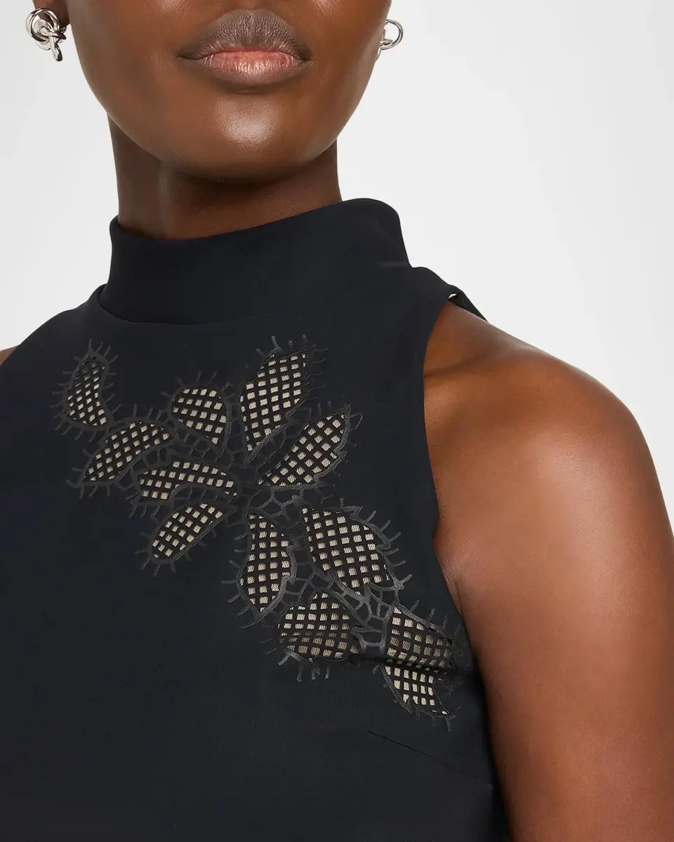 Chiara Boni La Petite Robe Nimby Embroidered Mock-Neck Mermaid Gown | Thumbnail 5