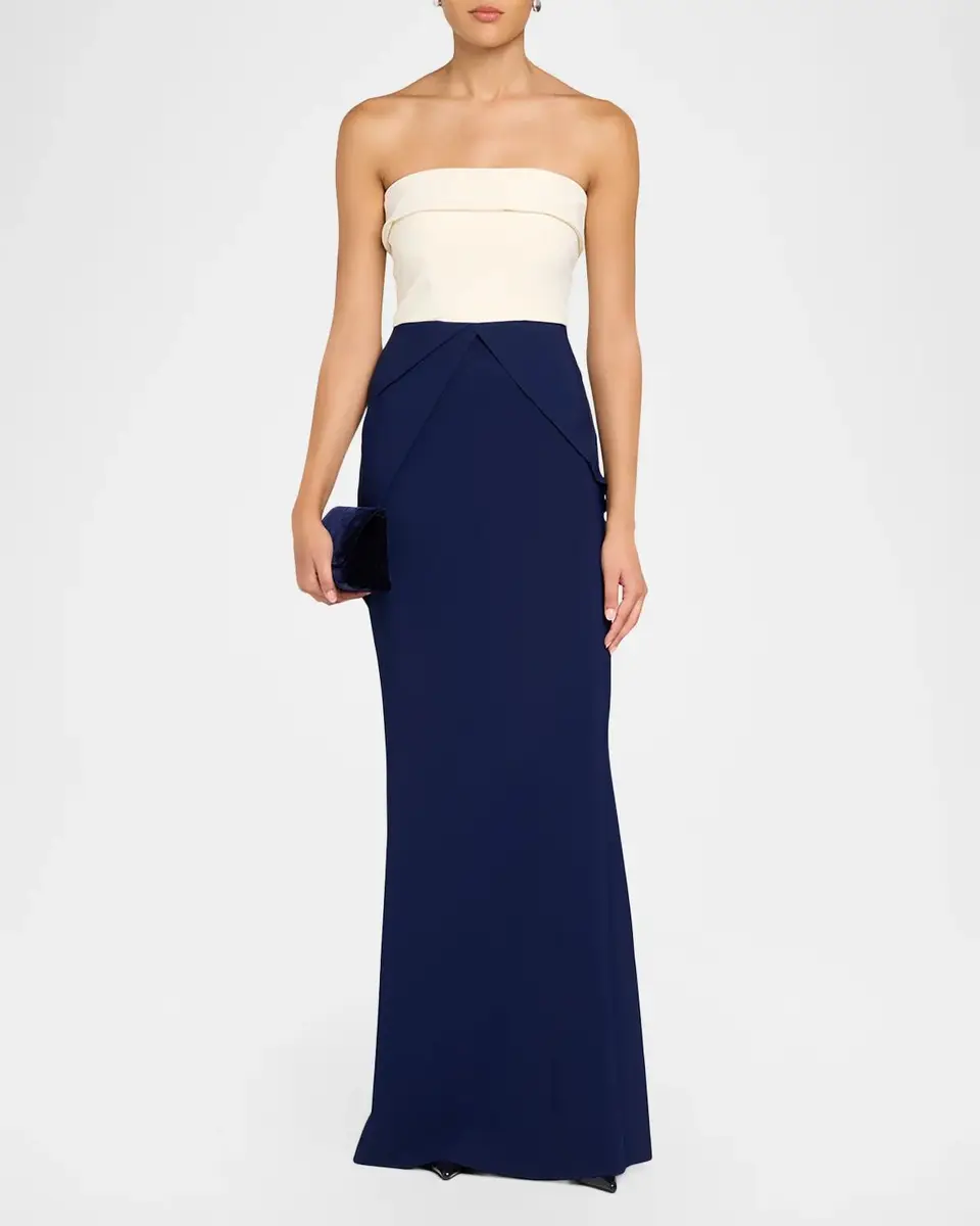 Chiara Boni La Petite Robe Sharuki Strapless Two-Tone Mermaid Gown | Thumbnail 2 Chiara Boni La Petite Robe Sharuki Strapless Two-Tone Mermaid Gown | Thumbnail 2