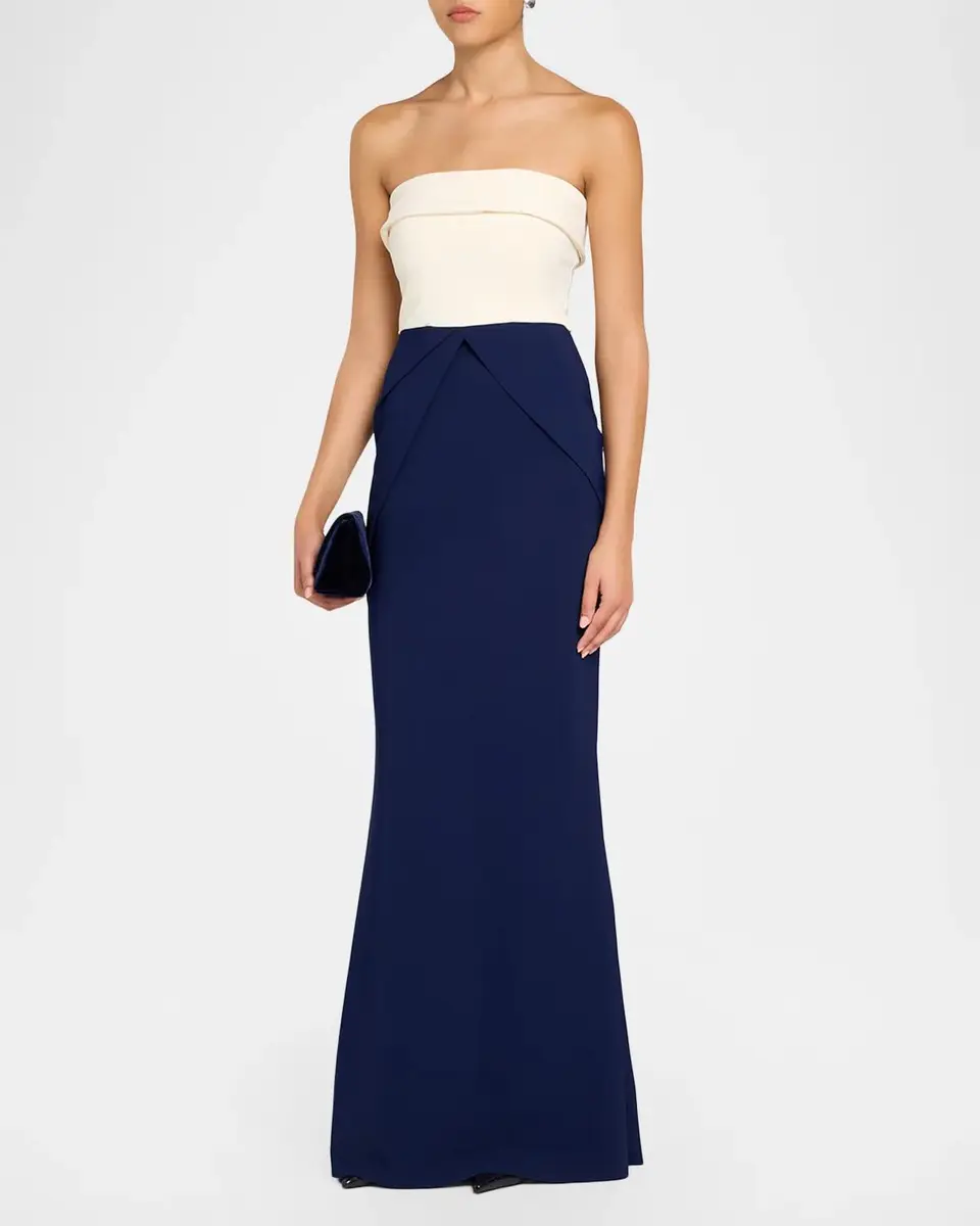 Chiara Boni La Petite Robe Sharuki Strapless Two-Tone Mermaid Gown | Thumbnail 4 Chiara Boni La Petite Robe Sharuki Strapless Two-Tone Mermaid Gown | Thumbnail 4