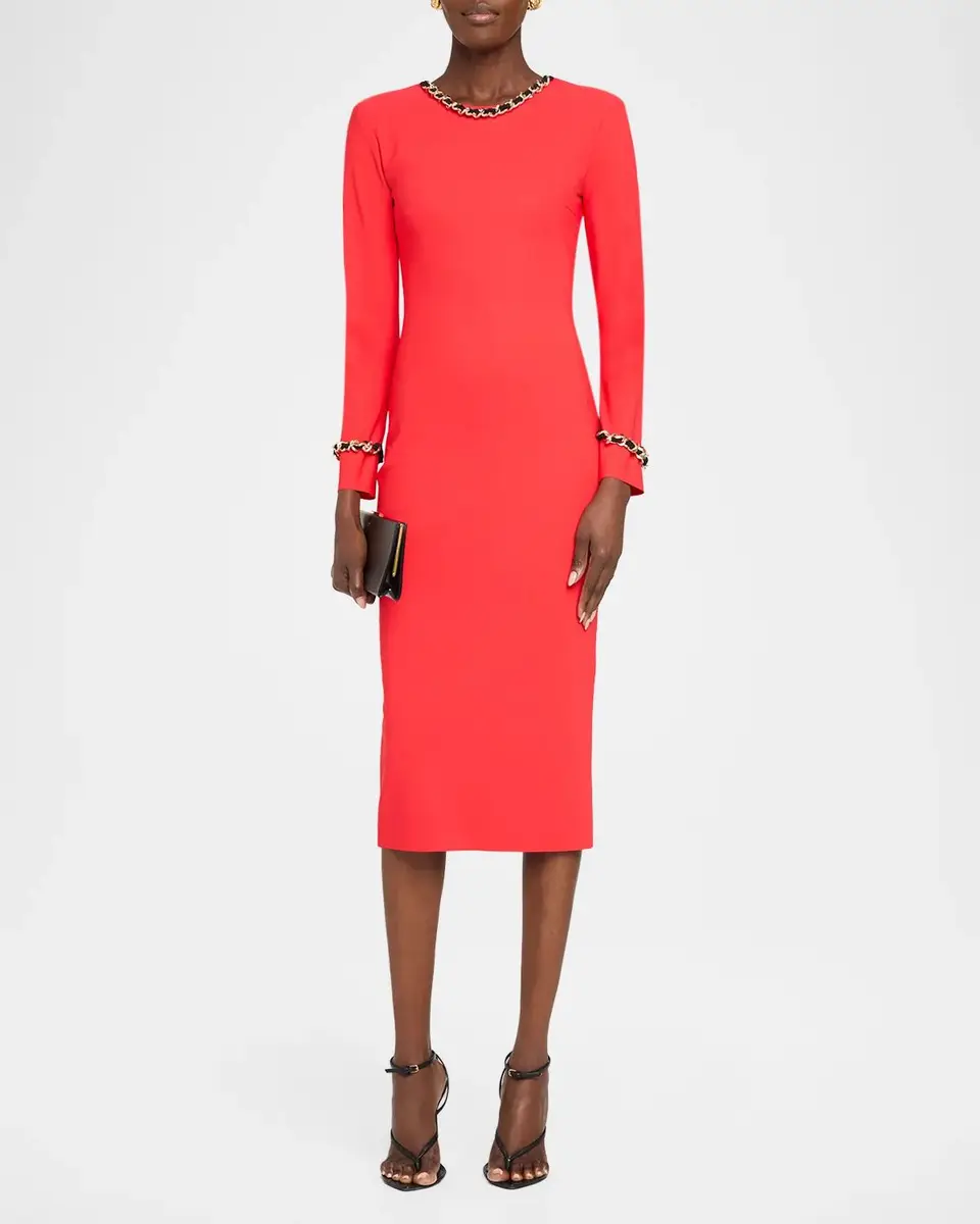 Chiara Boni La Petite Robe Klara Chain-Trim Bodycon Midi Dress | Thumbnail 2 Chiara Boni La Petite Robe Klara Chain-Trim Bodycon Midi Dress | Thumbnail 2