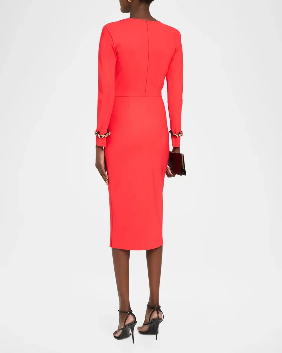 Chiara Boni La Petite Robe Klara Chain-Trim Bodycon Midi Dress | Thumbnail 3 Chiara Boni La Petite Robe Klara Chain-Trim Bodycon Midi Dress | Thumbnail 3