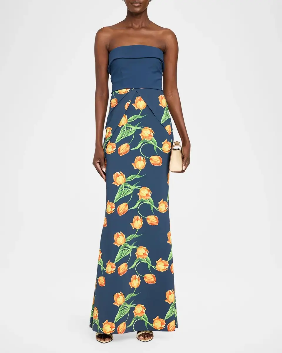 Chiara Boni La Petite Robe Sharuki Floral Strapless Sheath Gown | Thumbnail 2