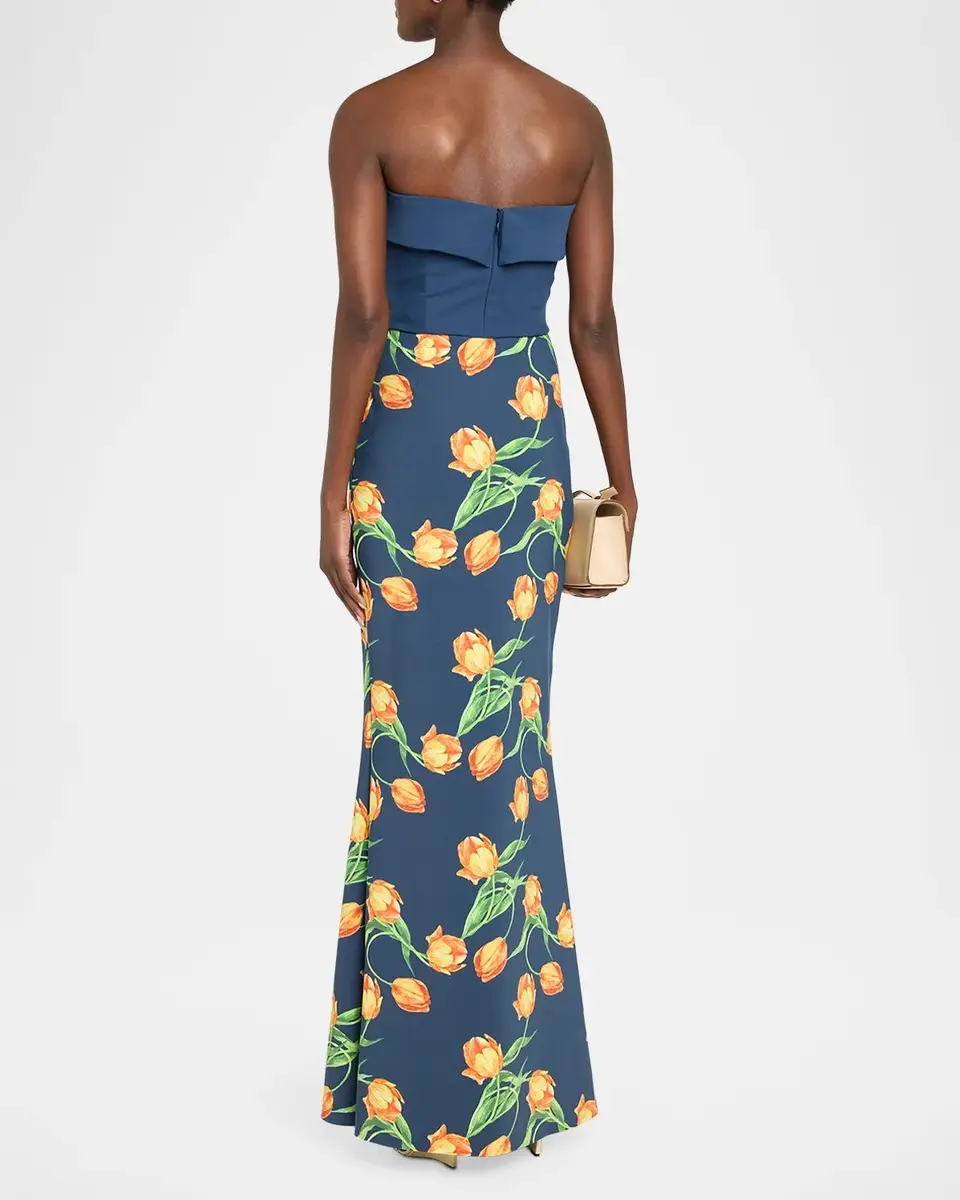 Chiara Boni La Petite Robe Sharuki Floral Strapless Sheath Gown | Thumbnail 3