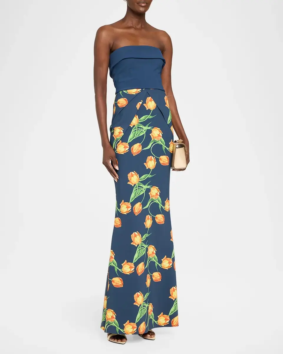 Chiara Boni La Petite Robe Sharuki Floral Strapless Sheath Gown | Thumbnail 4