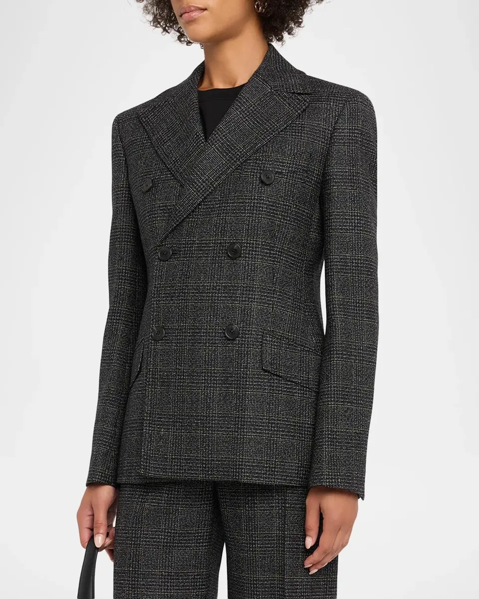 Weekend Max Mara Occhio Double-Breasted Check Wool Blazer | Thumbnail 4