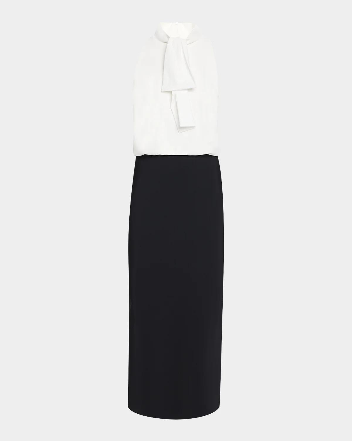 Silke Tie-Neck Colorblock Midi Dress