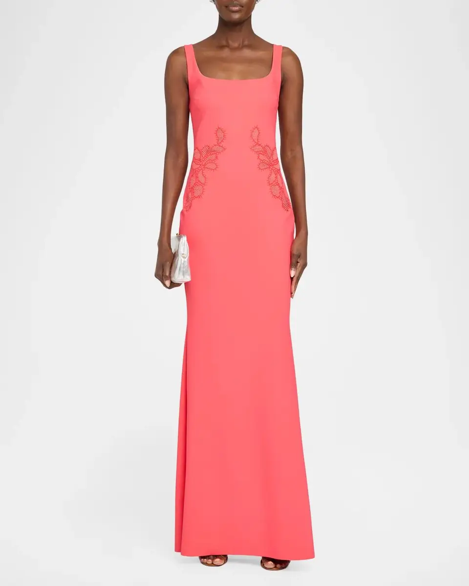 Chiara Boni La Petite Robe Lijia Embroidered Square-Neck Mermaid Gown | Thumbnail 2 Chiara Boni La Petite Robe Lijia Embroidered Square-Neck Mermaid Gown | Thumbnail 2