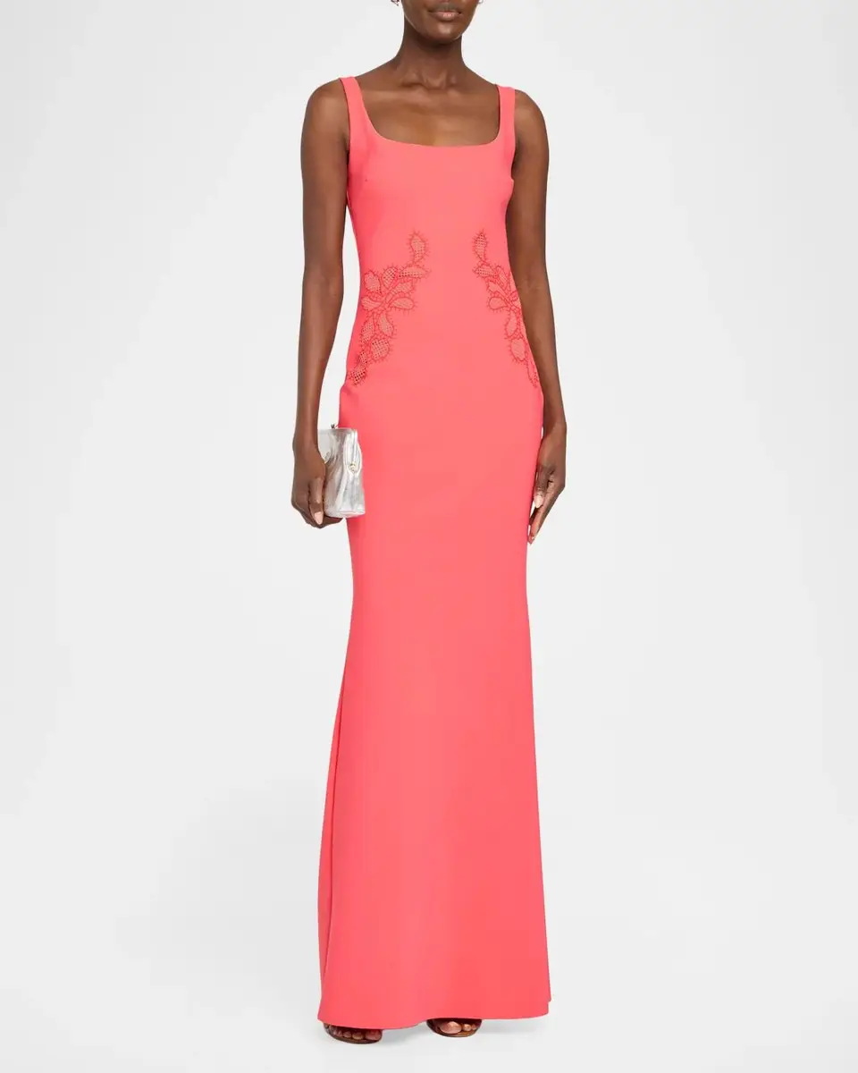 Chiara Boni La Petite Robe Lijia Embroidered Square-Neck Mermaid Gown | Thumbnail 4 Chiara Boni La Petite Robe Lijia Embroidered Square-Neck Mermaid Gown | Thumbnail 4