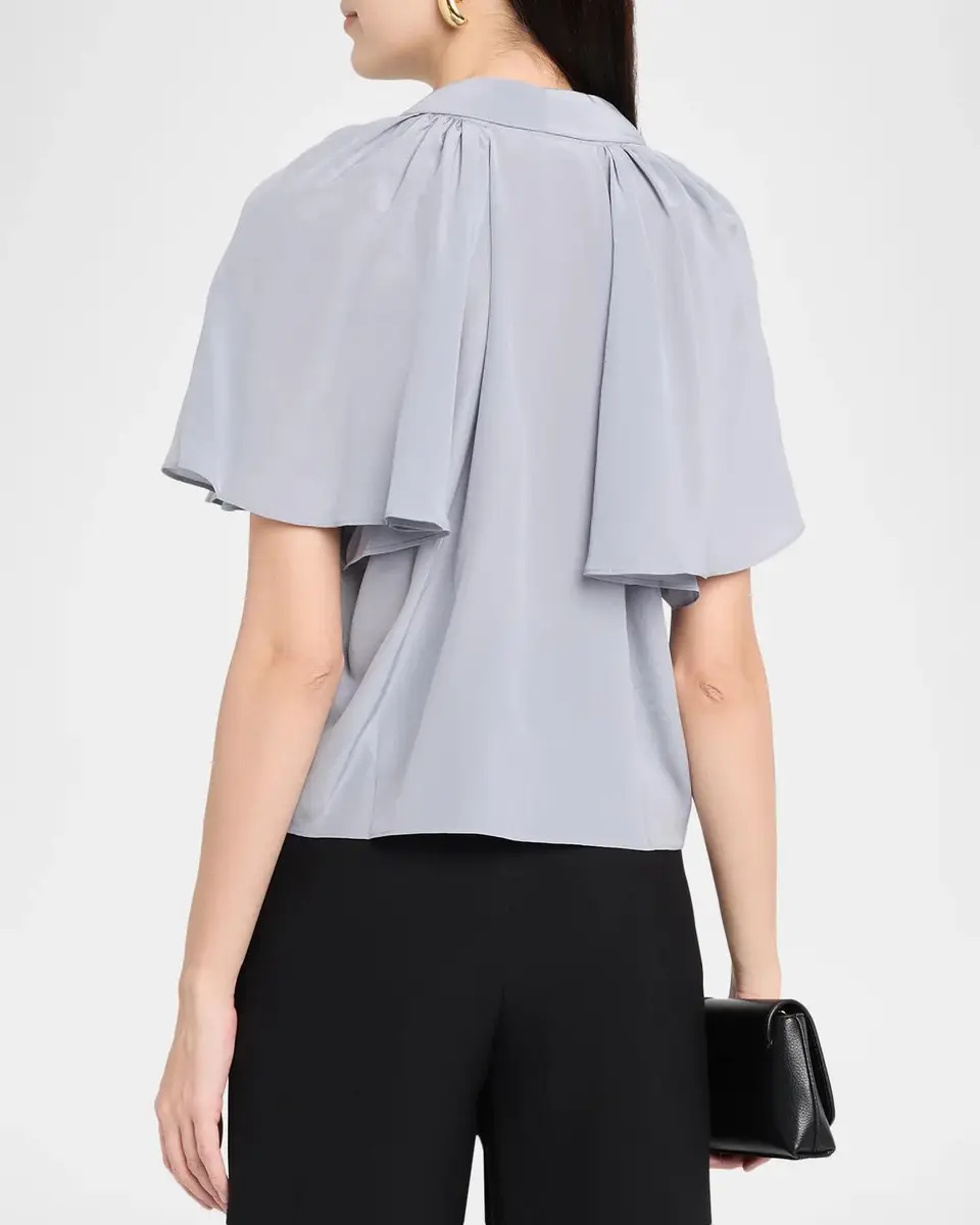 Frame Silk Peter Pan-Collar Gala Shirt | Thumbnail 3