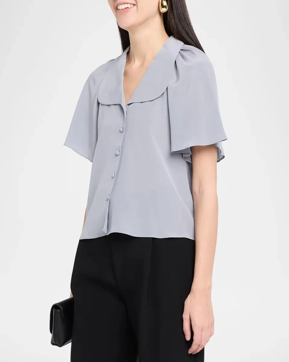 Frame Silk Peter Pan-Collar Gala Shirt | Thumbnail 4