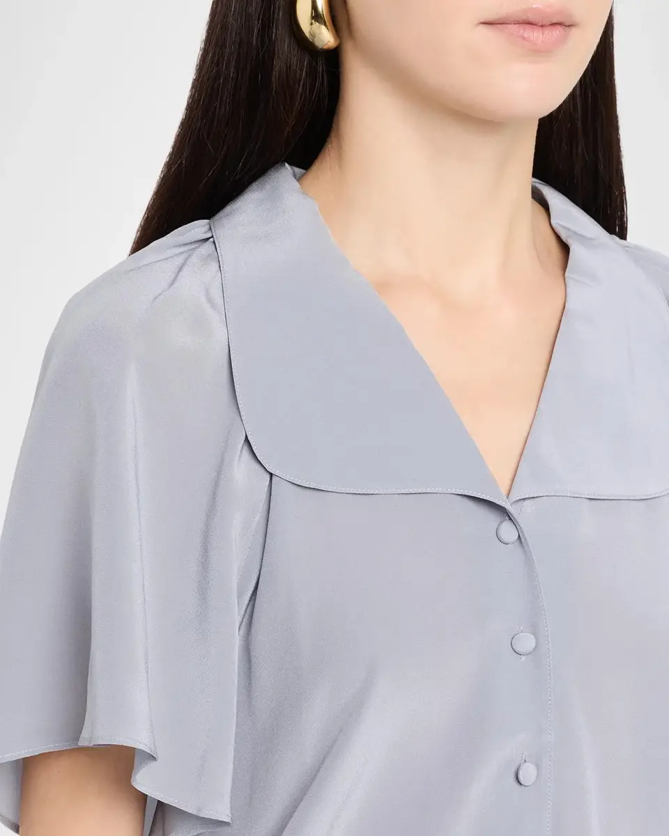 Frame Silk Peter Pan-Collar Gala Shirt | Thumbnail 5
