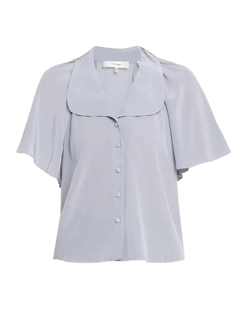 Frame Silk Peter Pan-Collar Gala Shirt