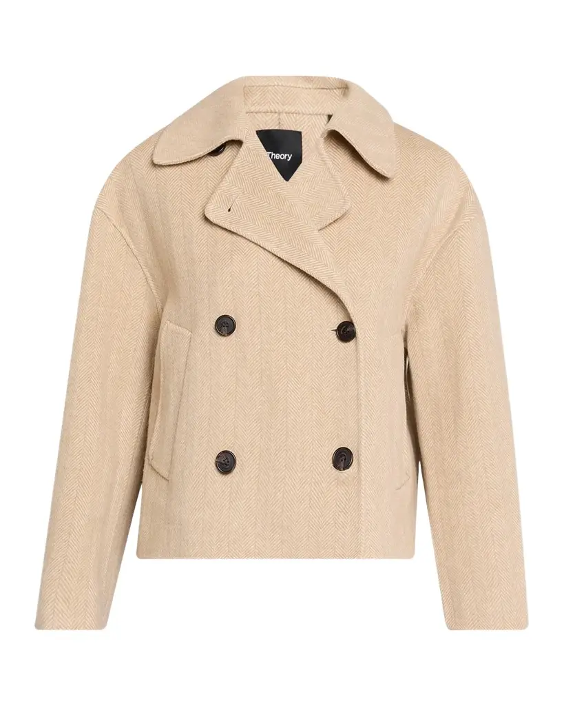Double-Breasted Herringbone Peacoat Double-Breasted Herringbone Peacoat