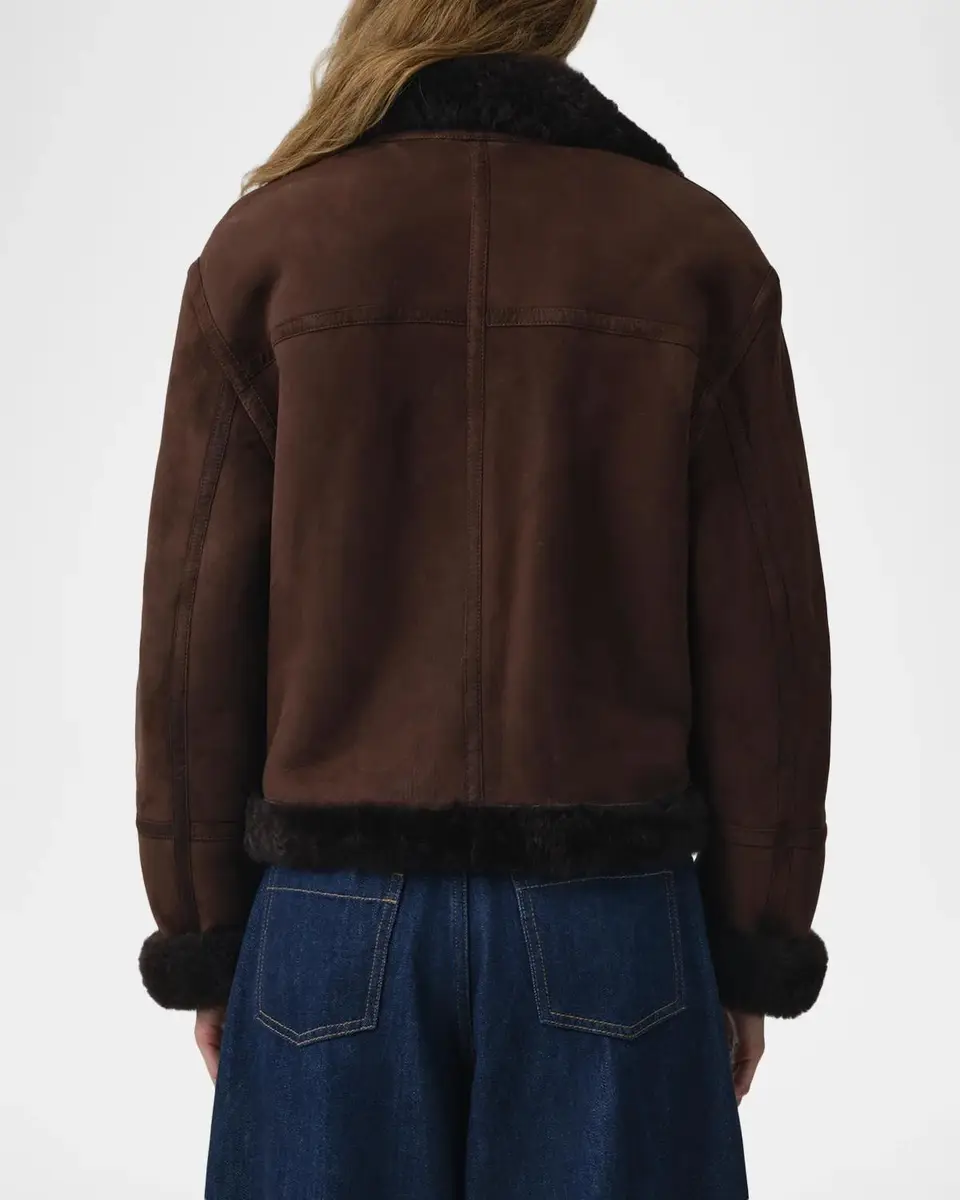 Simkhai Cassia Suede Cropped Jacket with Shearling Trim | Thumbnail 3