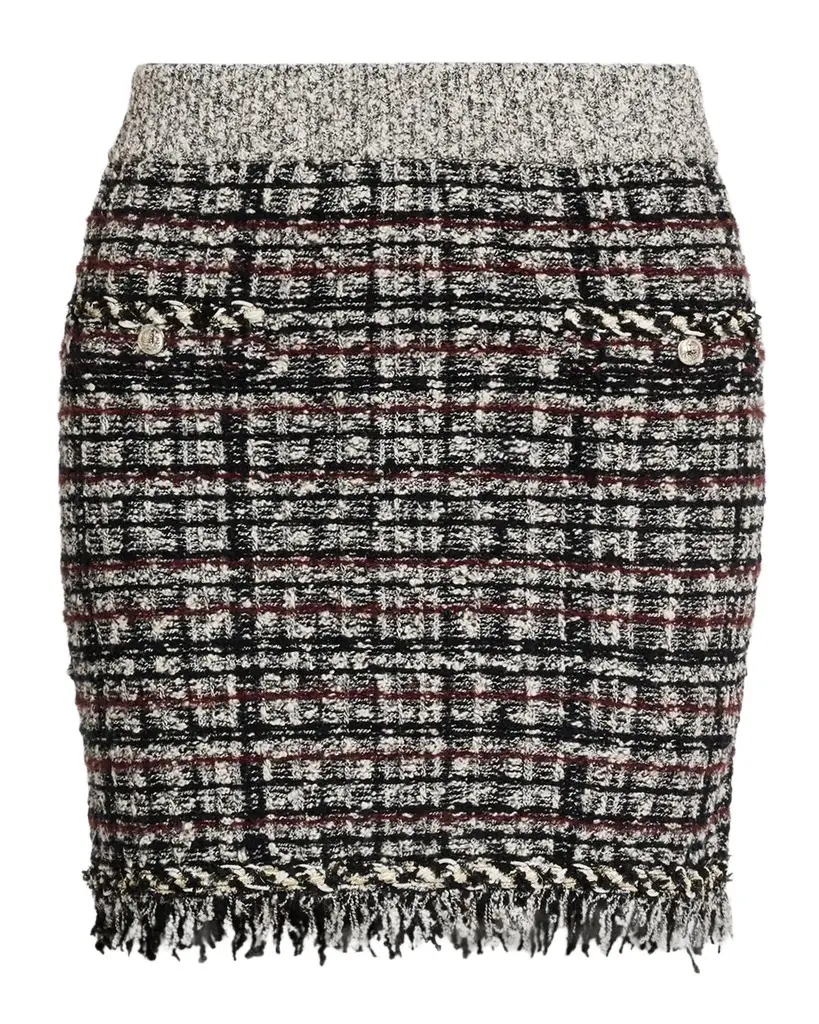 Milly Dove Tweed Fringe Mini Skirt