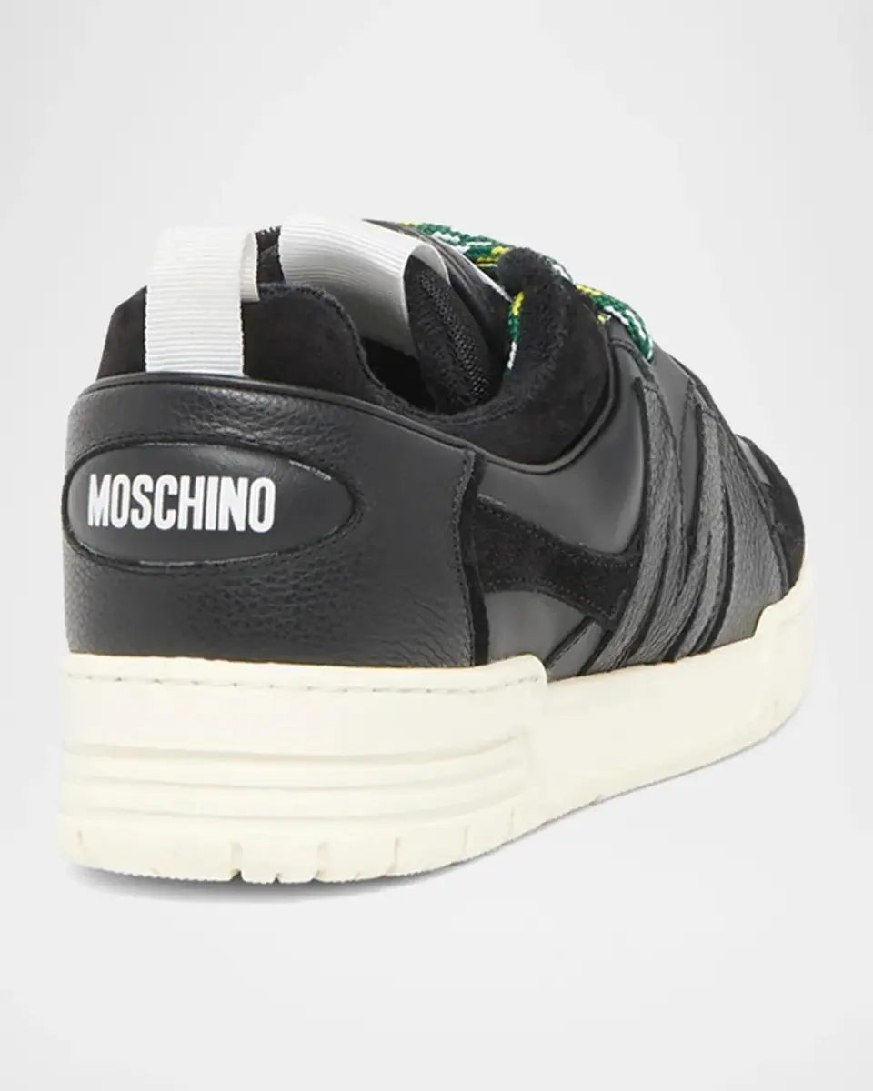 MOSCHINO Leather & Velvet Low-Top Sneakers | Thumbnail 2