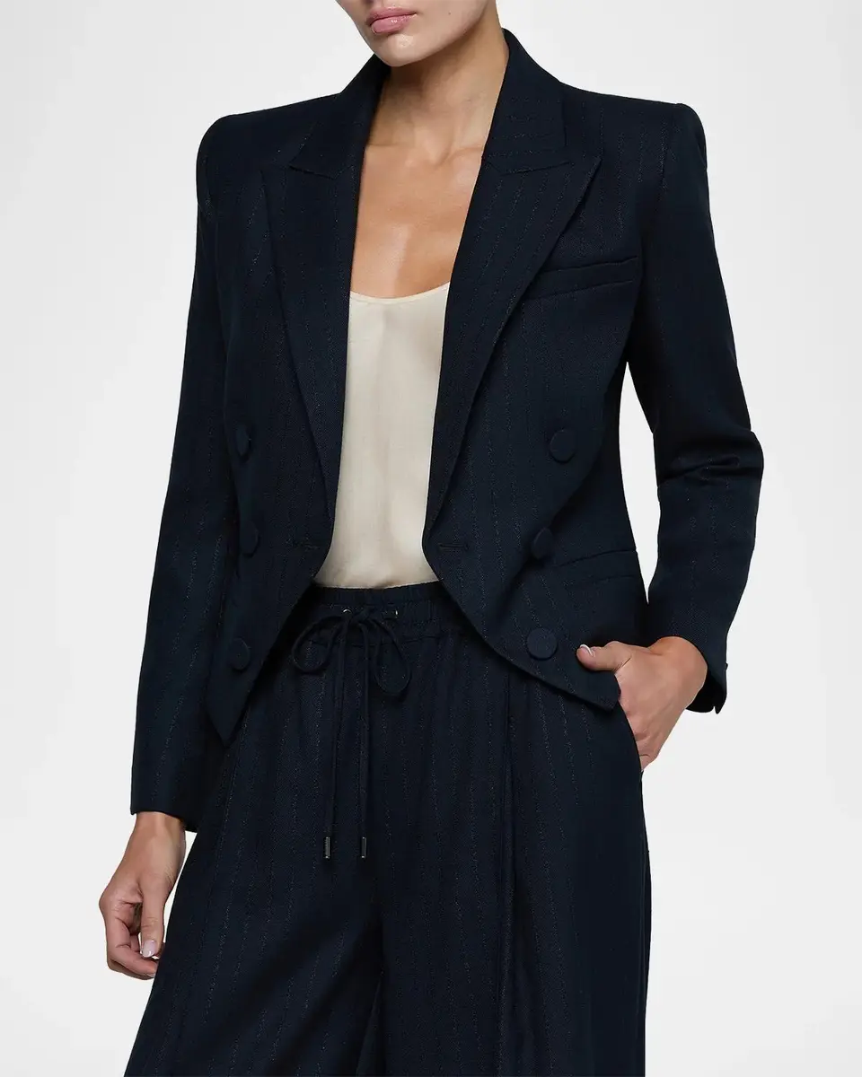 L'Agence Risa Striped Double-Breasted Blazer | Thumbnail 4