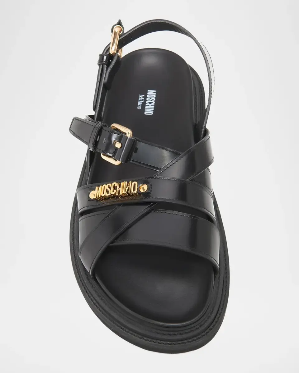 MOSCHINO Logo Leather Sandals | Thumbnail 4 MOSCHINO Logo Leather Sandals | Thumbnail 4