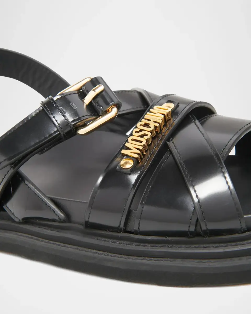 MOSCHINO Logo Leather Sandals | Thumbnail 5 MOSCHINO Logo Leather Sandals | Thumbnail 5