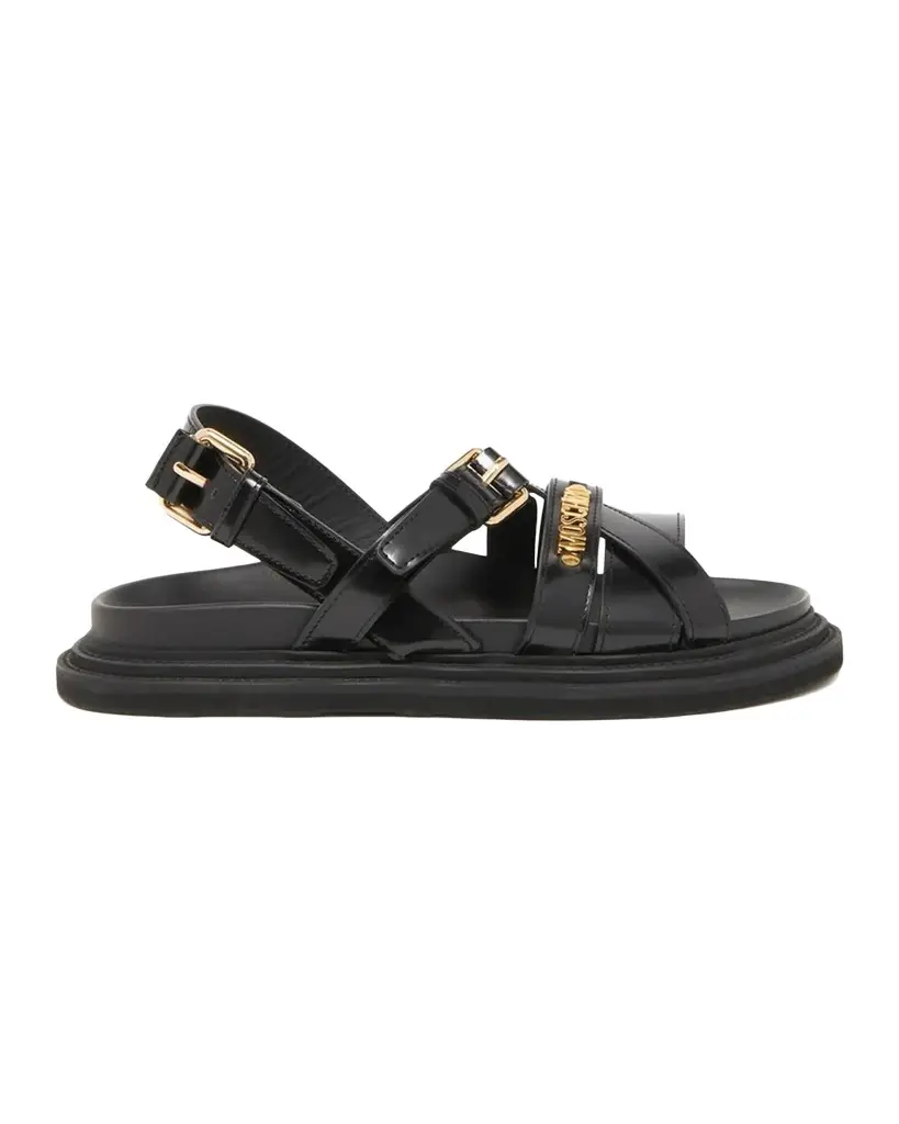 MOSCHINO Logo Leather Sandals